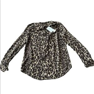 Banana Republic Factory NWT Animal Print Blouse With Neck Sash